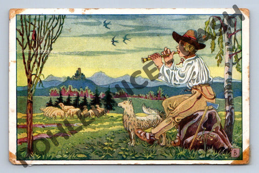 Pohlednice Pastýř s ovcemi Jožka Baruch (M1616)