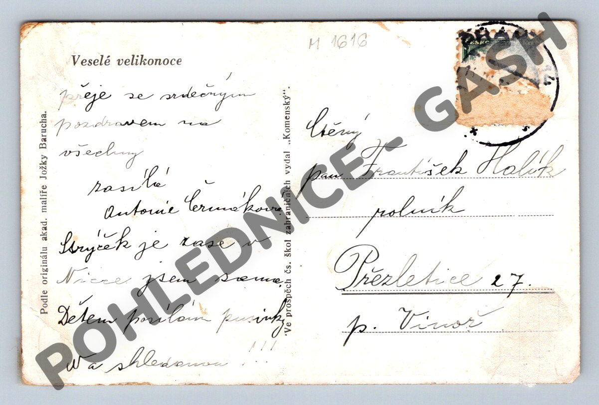 Postcard Shepherd with Sheep Jožka Baruch (M1616)