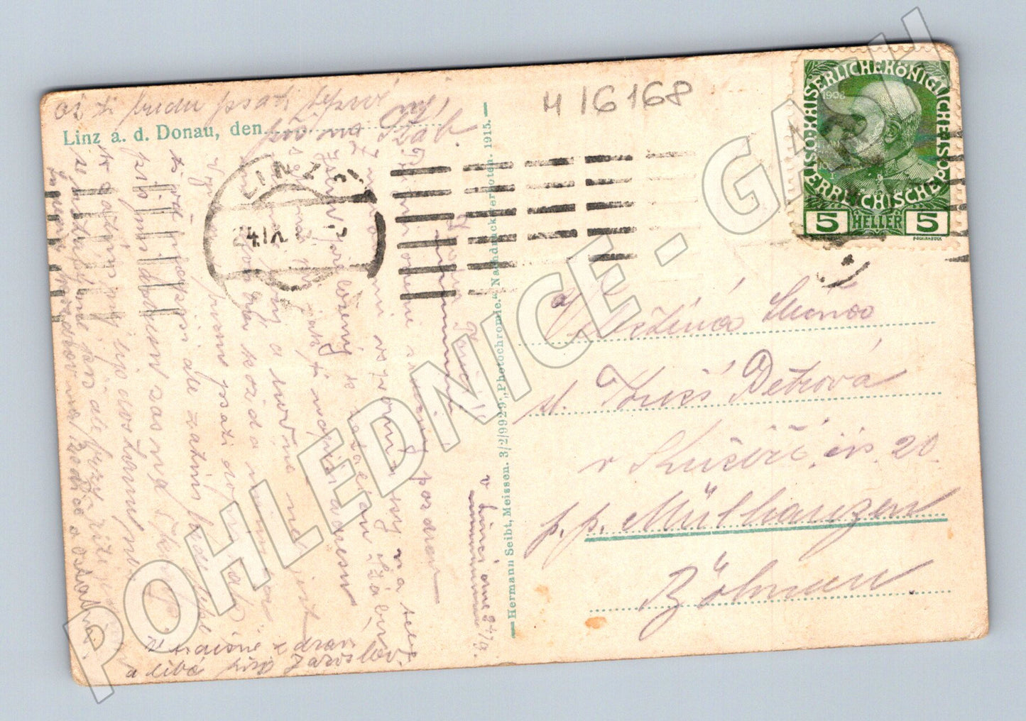Pohlednice Linz a d Donau most parník 1908 (M16168)