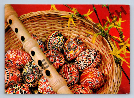 Pohlednice Kraslice košík a flétna etnografie (M1619)