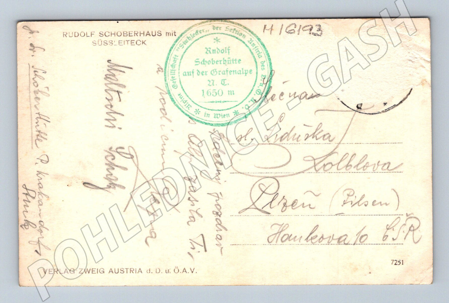 Pohlednice Rudolf Schoberhaus Süssleiteck Alpy cca 1919 (M16193)