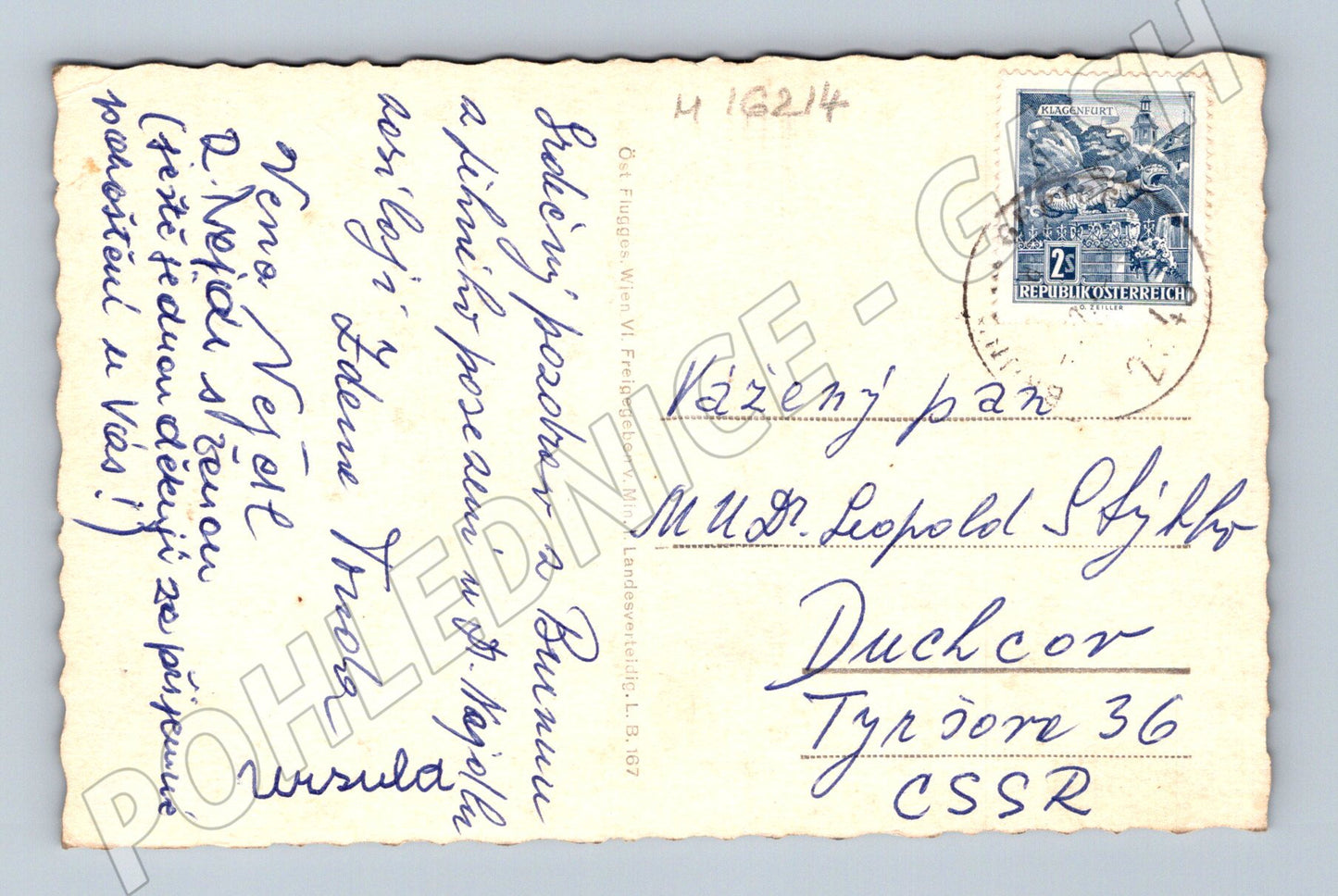 Pohlednice Thallern vinařství letecká zaslaná do ČSSR (M16214)