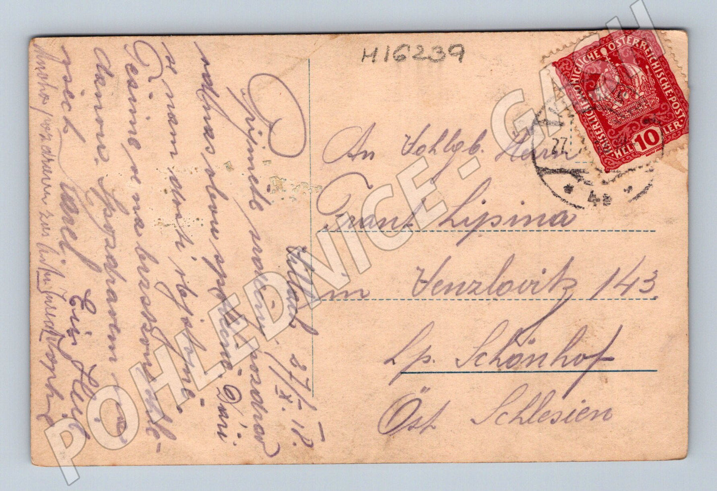 Pohlednice Villach Lind malý formát cca 1917 prošlá (M16239)