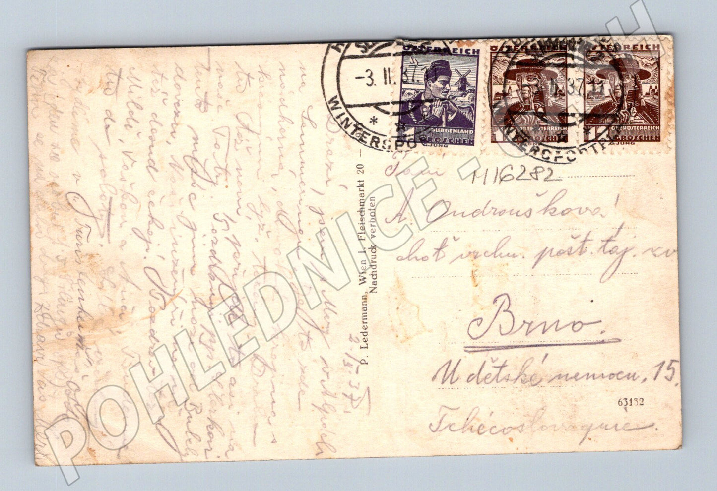 Pohlednice Semmering Waldhof SüdBahnhotel zimní 1937 použitá (M16282)