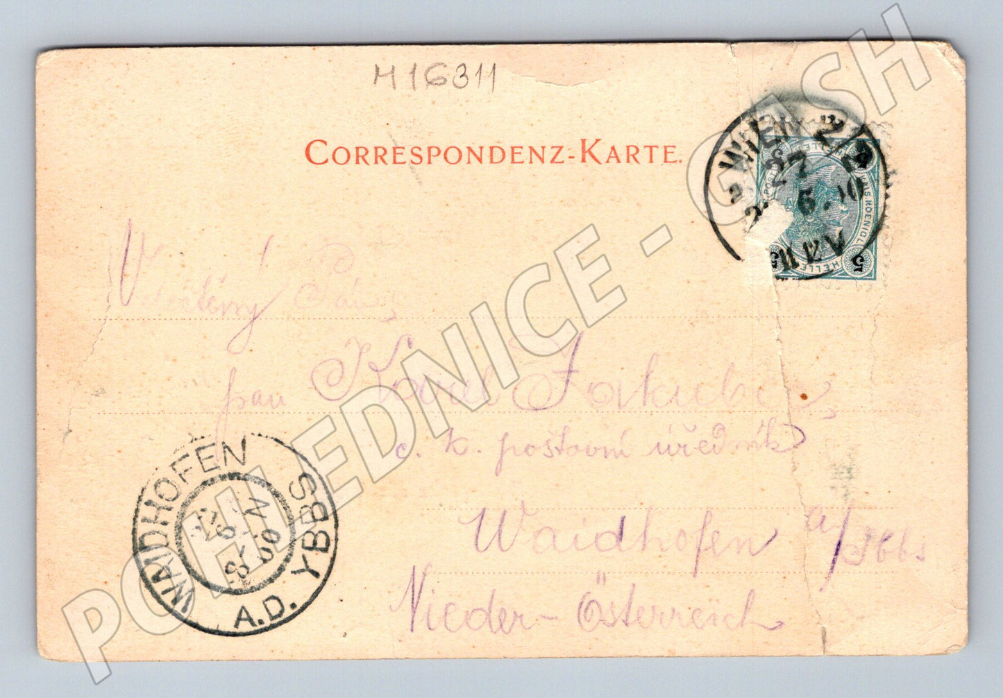 Pohlednice Gruss vom Kahlenberg Wien restaurace 1900 známka (M16311)