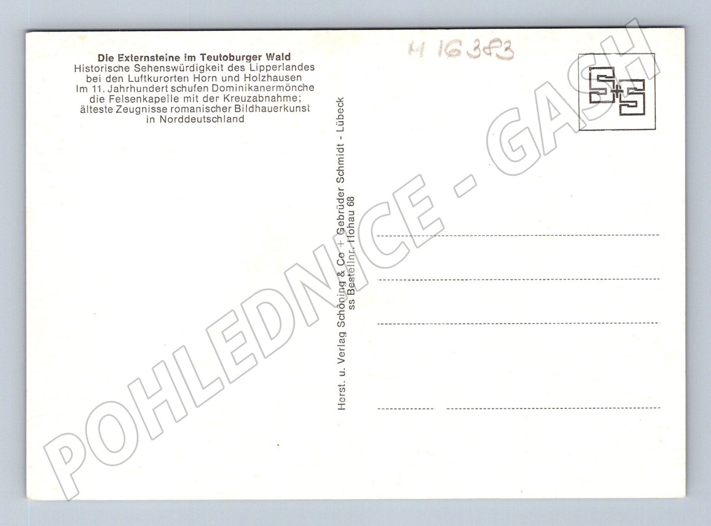 Pohlednice Externsteine Teutoburský les Německo (M16383)