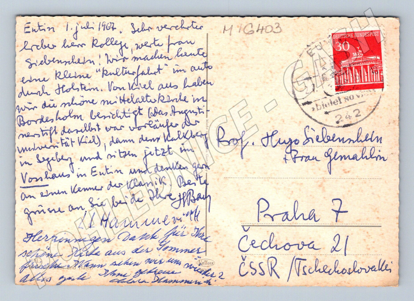Pohlednice Německo Kiel letecký pohled na město 1962 (M16403)