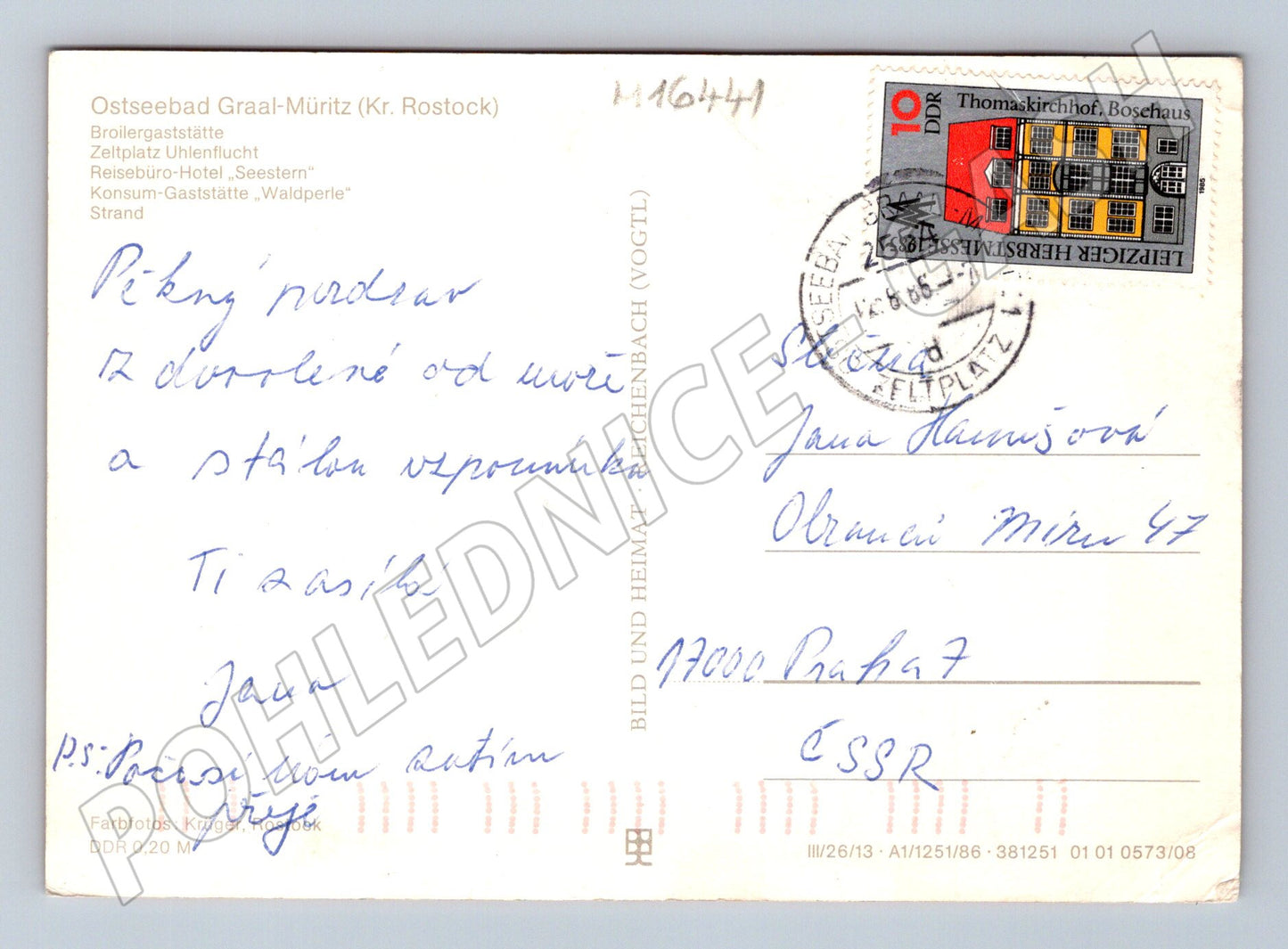 Pohlednice Ostseebad Graal Müritz DDR 1986 Německo (M16441)