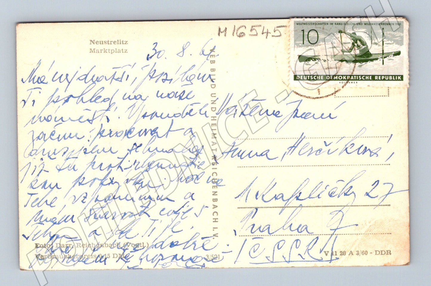 Pohlednice Neustrelitz náměstí 1961 DDR (M16545)