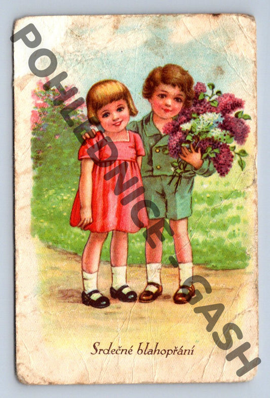 Pohlednice folklorní pár v krojích 1947 (M1656)