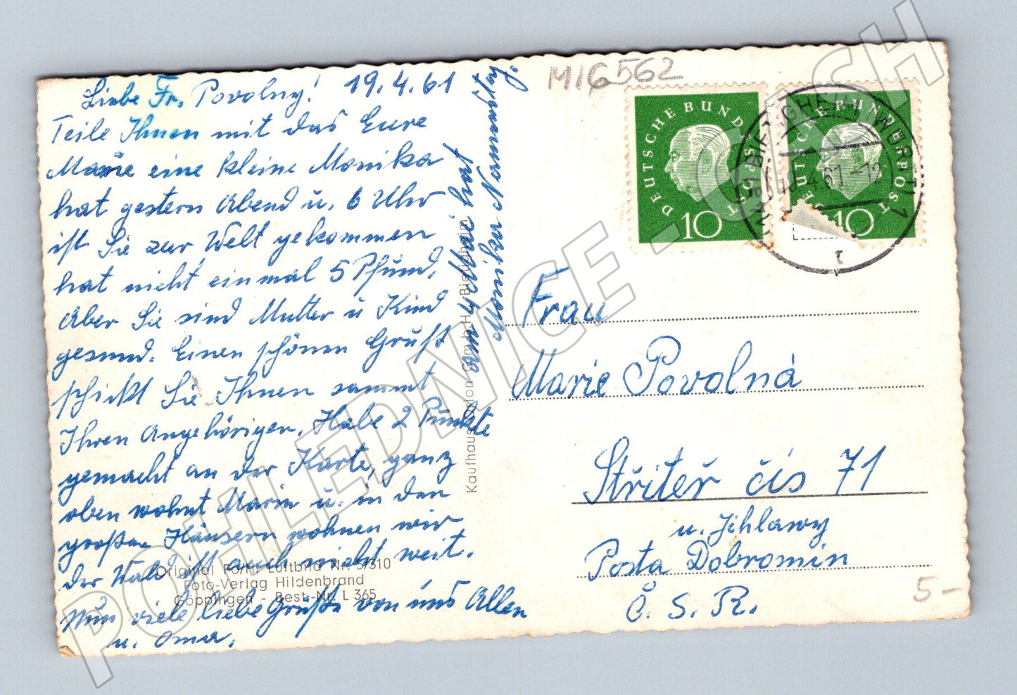 Pohlednice Bietigheim letecký pohled Německo (M16562)