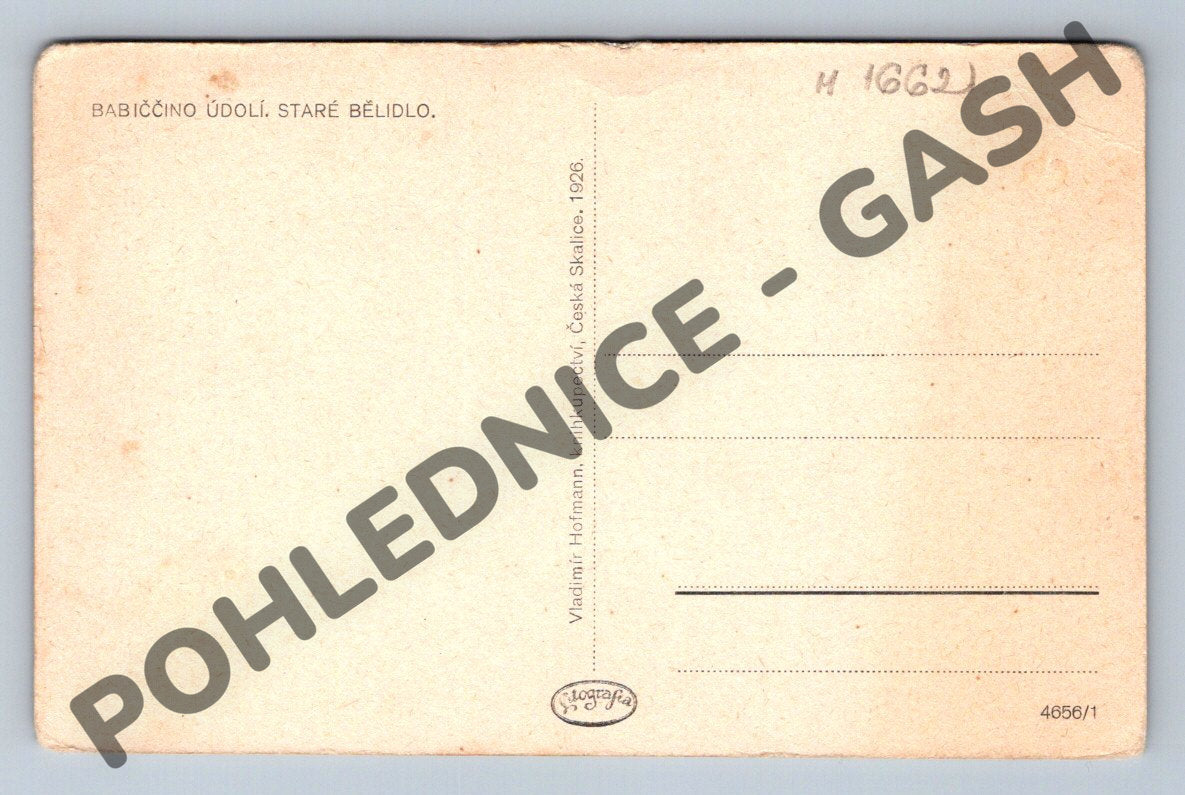 Pohlednice Staré bělidlo Babiččino údolí Česká Skalice 1926 (M1662)