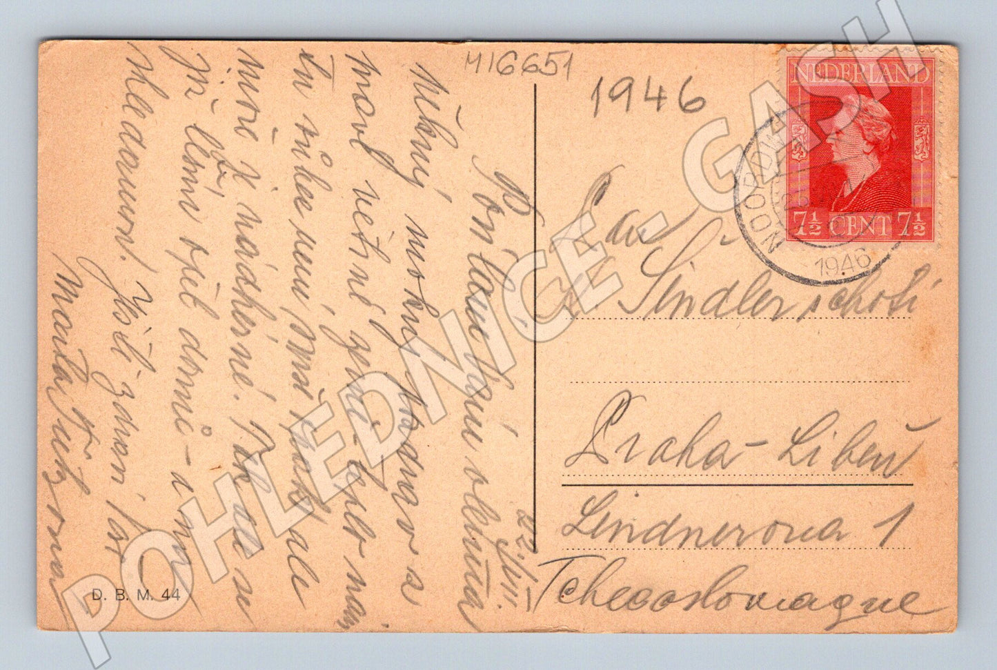 Pohlednice Marken kroje 1946 odesláno z Nizozemska (M16651)