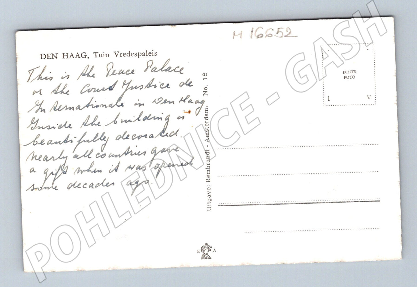 Pohlednice Haag Palác míru Nizozemsko (M16652)