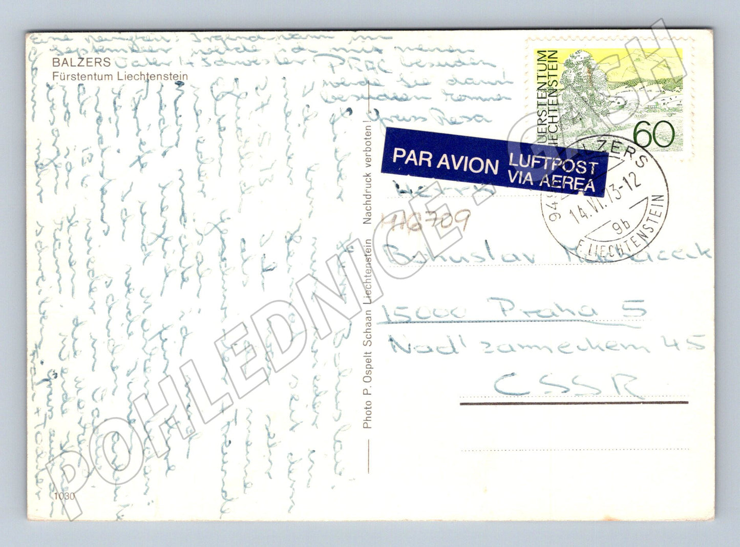 Pohlednice Gruss aus Liechtenstein vícezáběr 1973 (M16709)