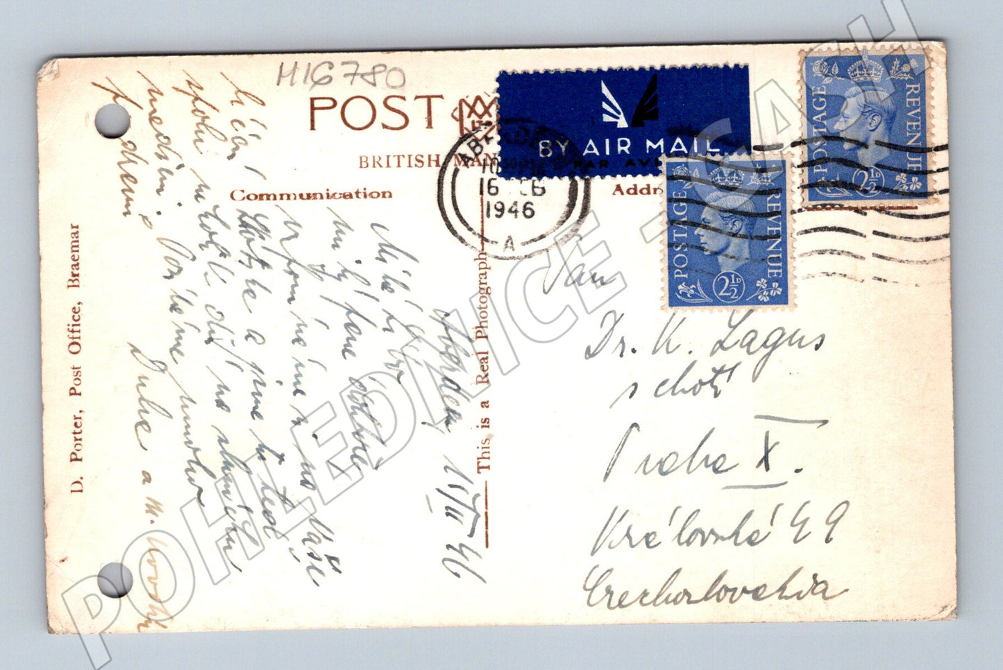 Pohlednice Braemar Old Bridge of Dee Skotsko 1946 letecky (M16780)