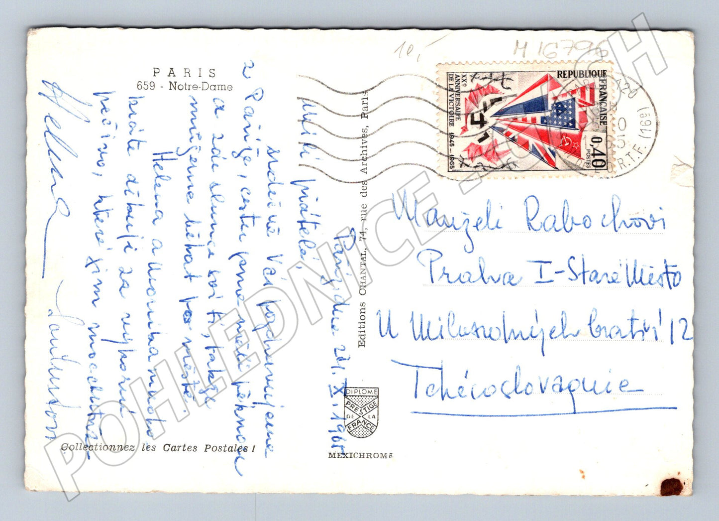 Pohlednice Paříž Notre Dame 1966 barevná zaslaná (M16796)