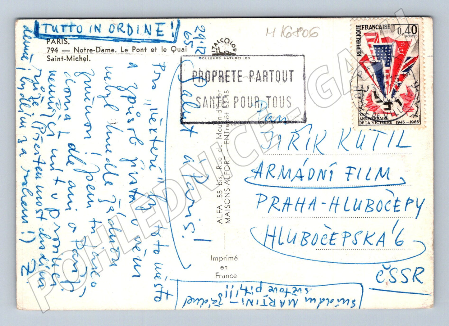 Pohlednice Paříž Notre Dame Pont Saint Michel 1965 (M16806)