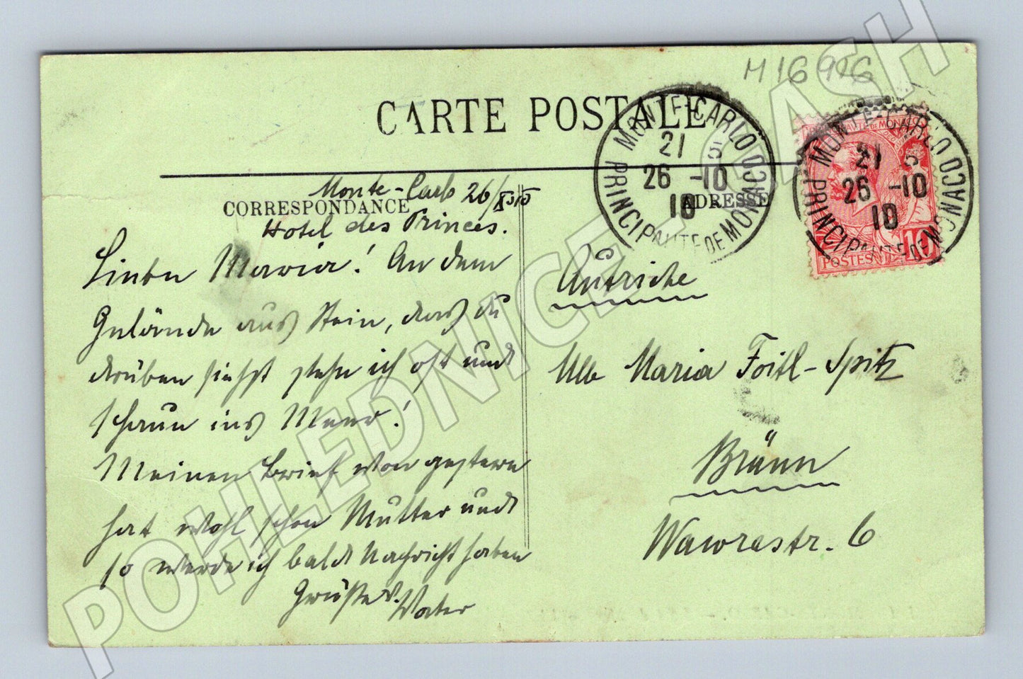 Pohlednice Monte Carlo 1918 moře Monako (M16916)