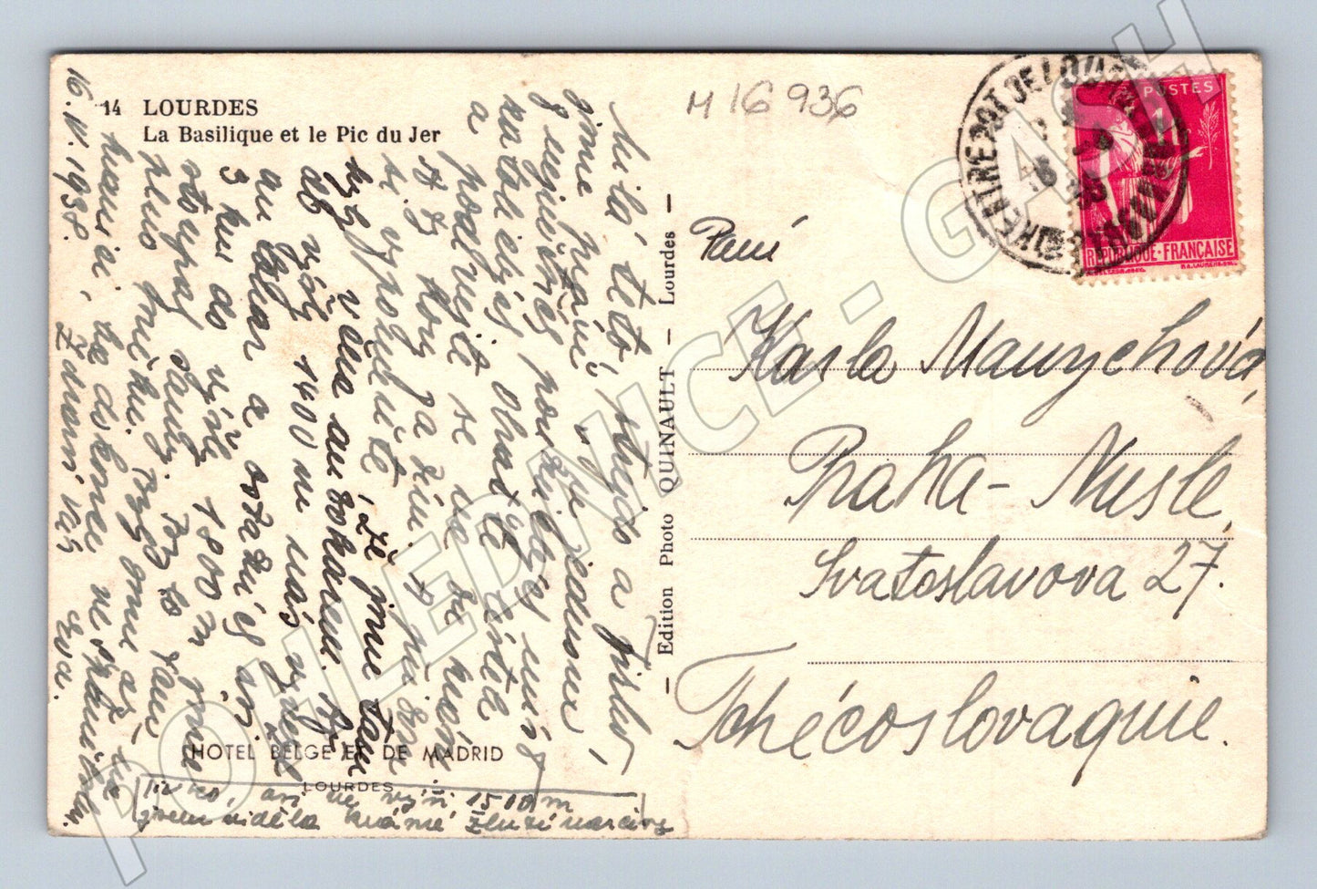 Pohlednice Lourdes bazilika Pic du Jer (M16936)