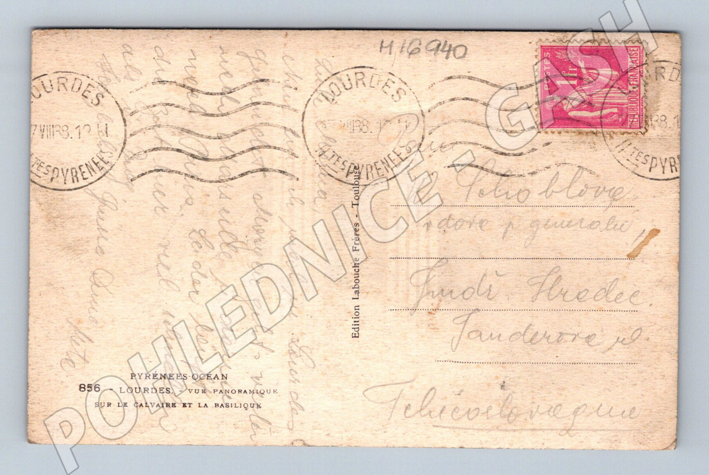 Pohlednice Lourdes 1940 bazilika (M16940)