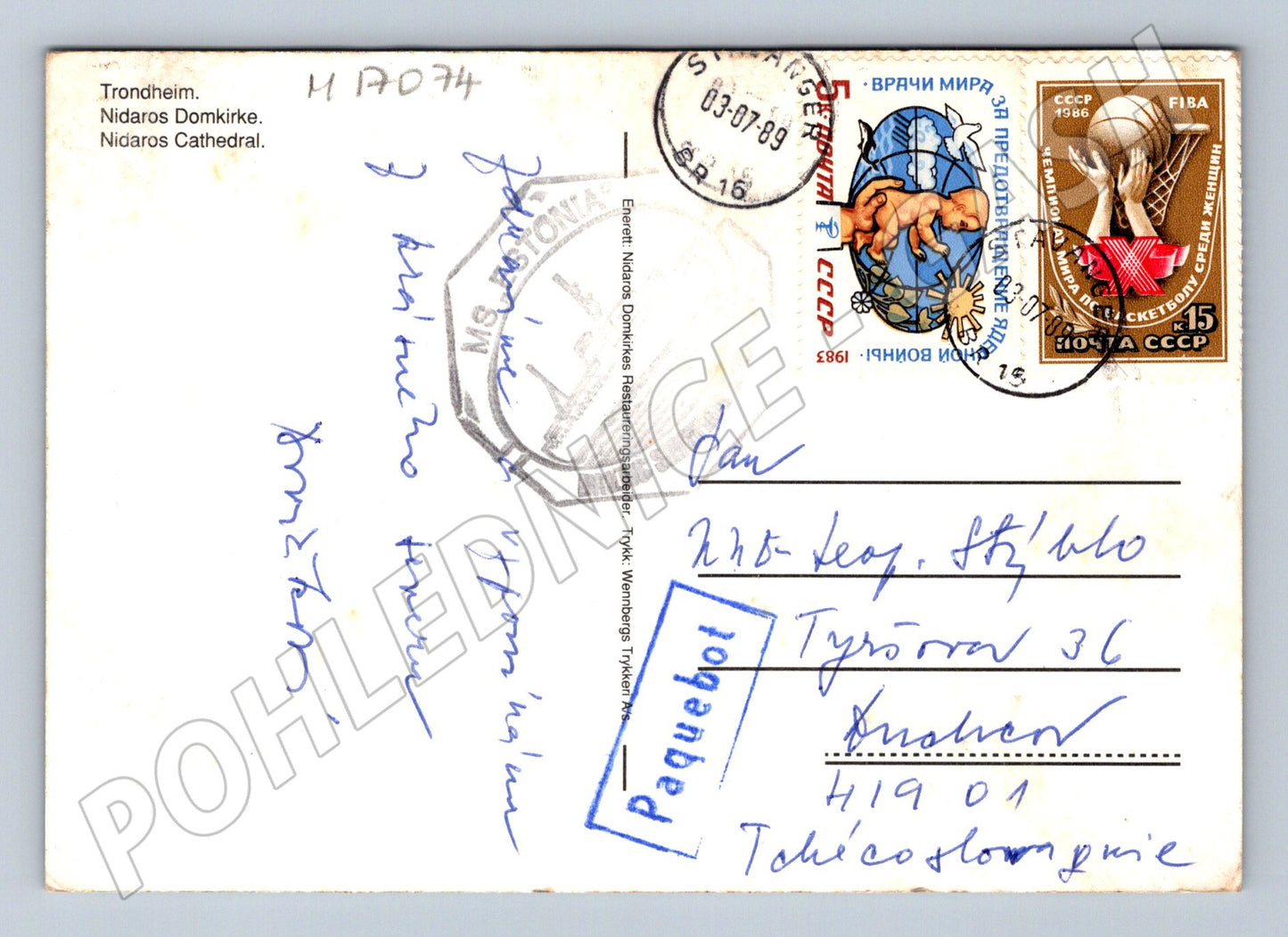 Pohlednice Trondheim Nidaros 1989 (M17074)