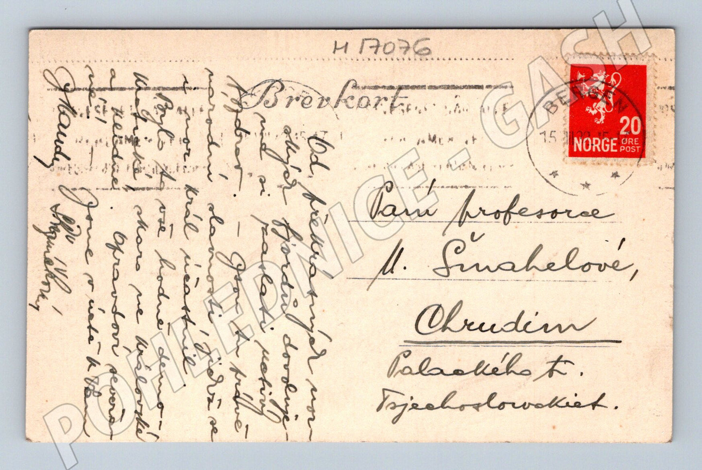 Pohlednice Bergen Ulriken 1936 prošlá (M17076)