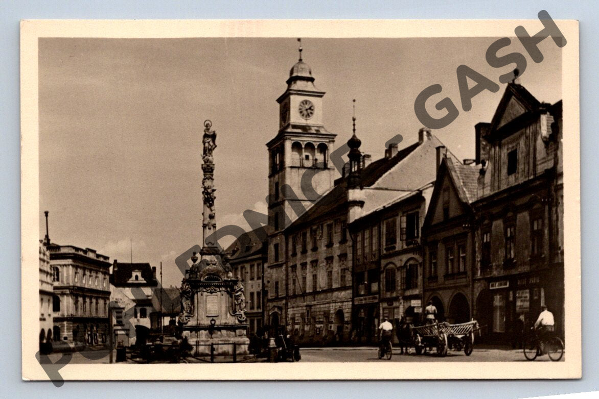 Pohlednice Třeboň náměstí radnice a mariánský sloup (M1709)