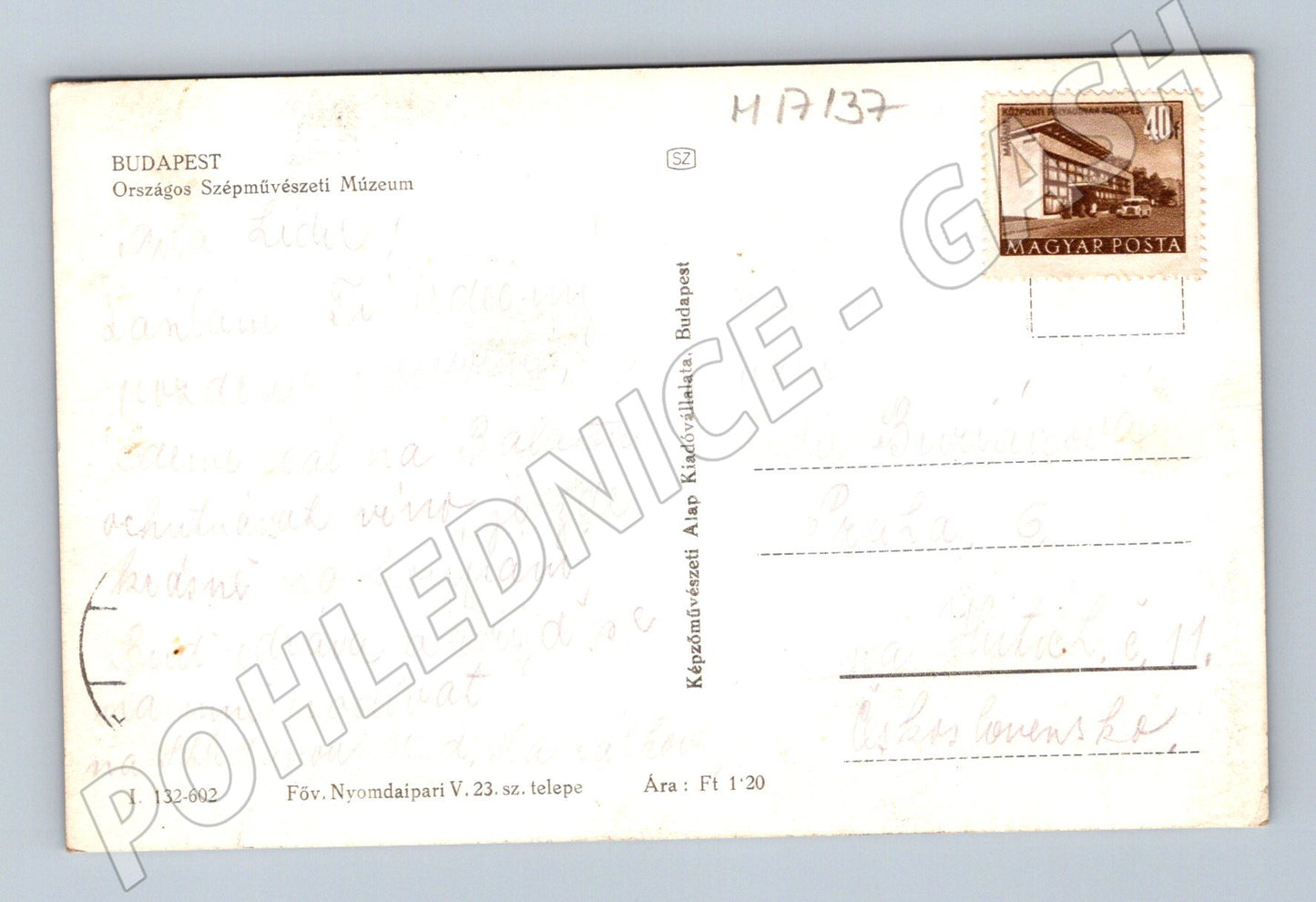 Pohlednice Budapešť Szépművészeti Múzeum (M17137)