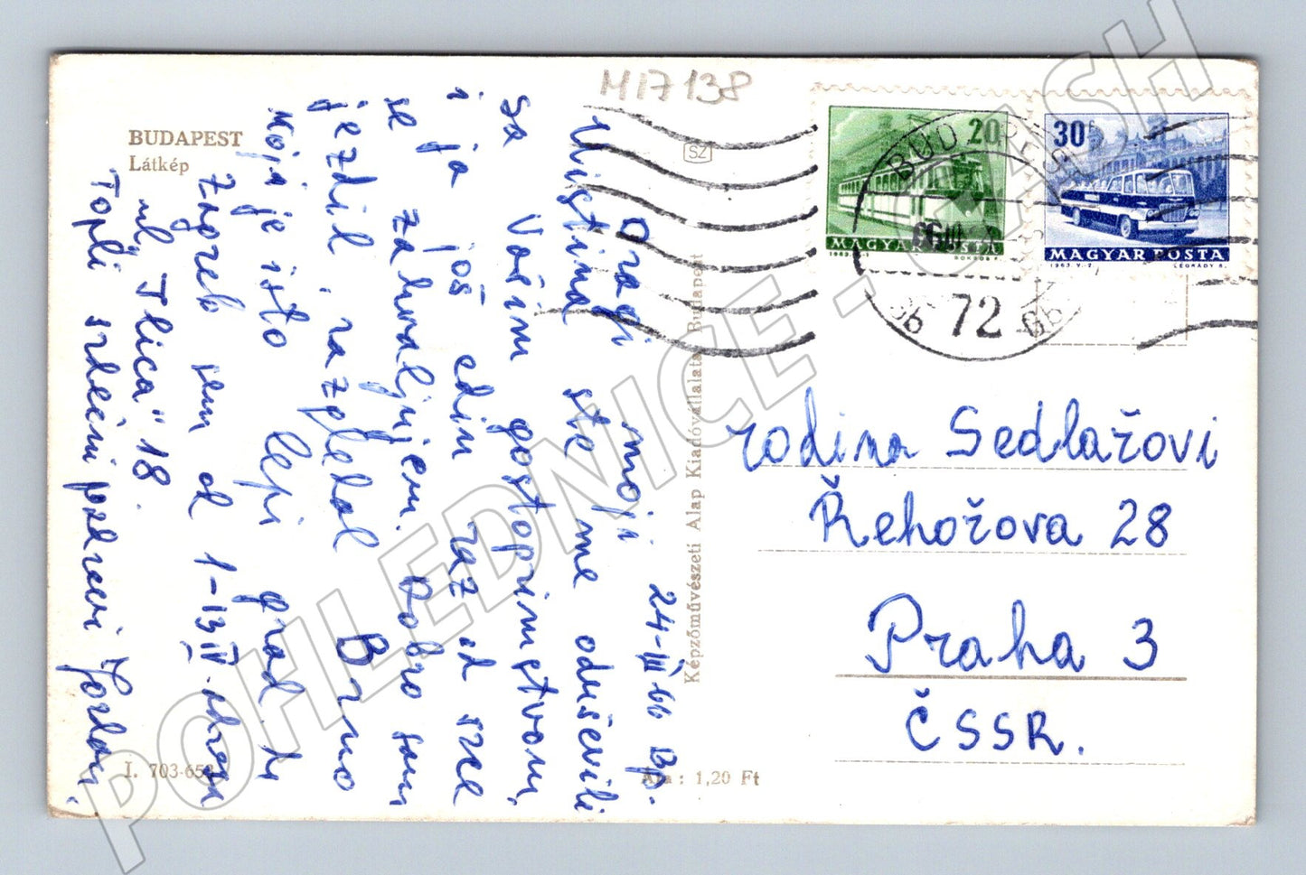 Pohlednice Budapešť noční panorama 1972 (M17138)