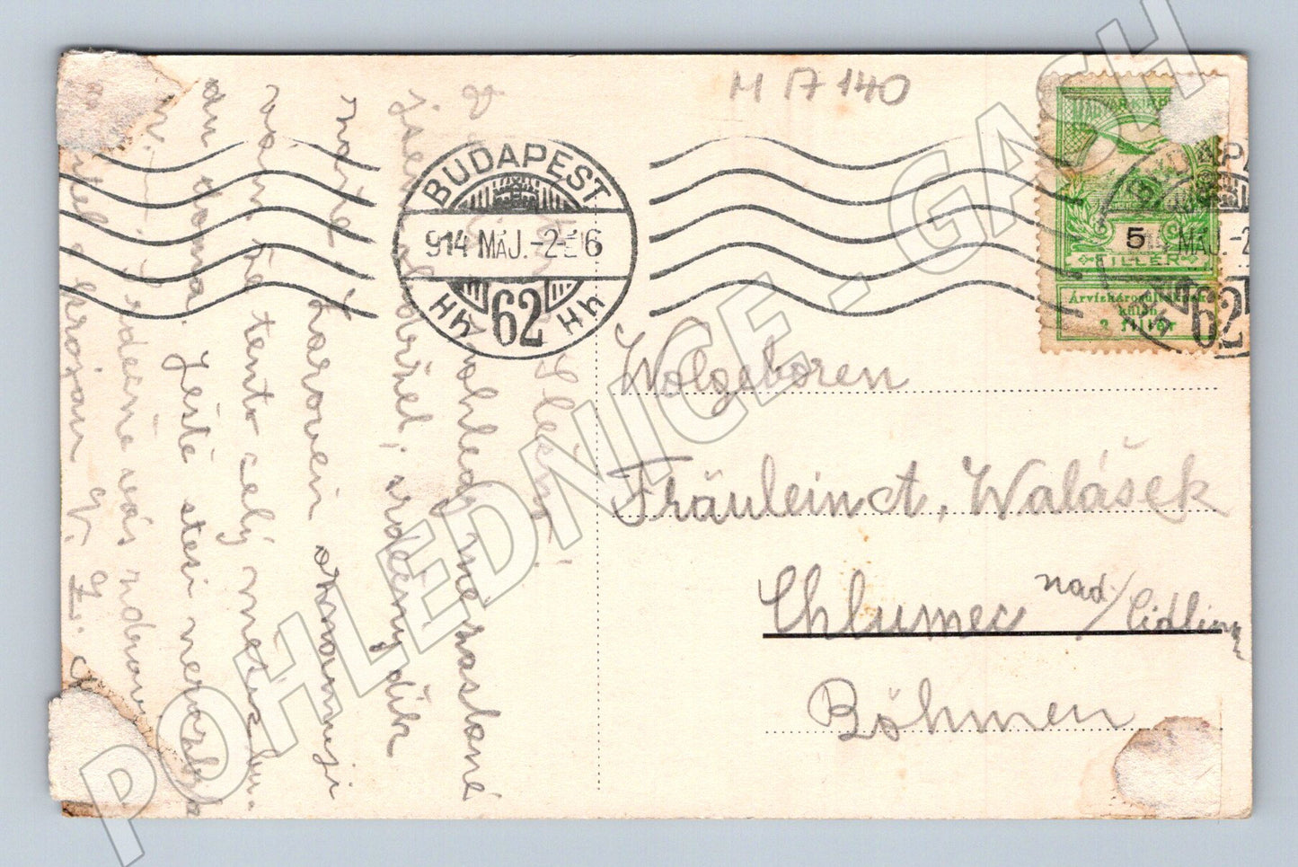 Pohlednice Budapešť Andrássy socha 1914 (M17140)