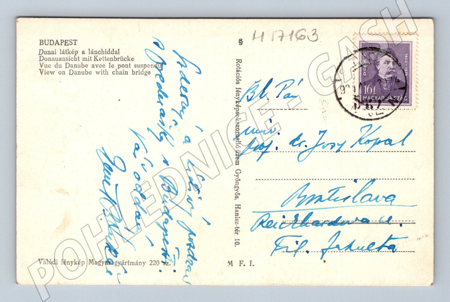 Pohlednice Budapešť most parlament zaslaná (M17163)