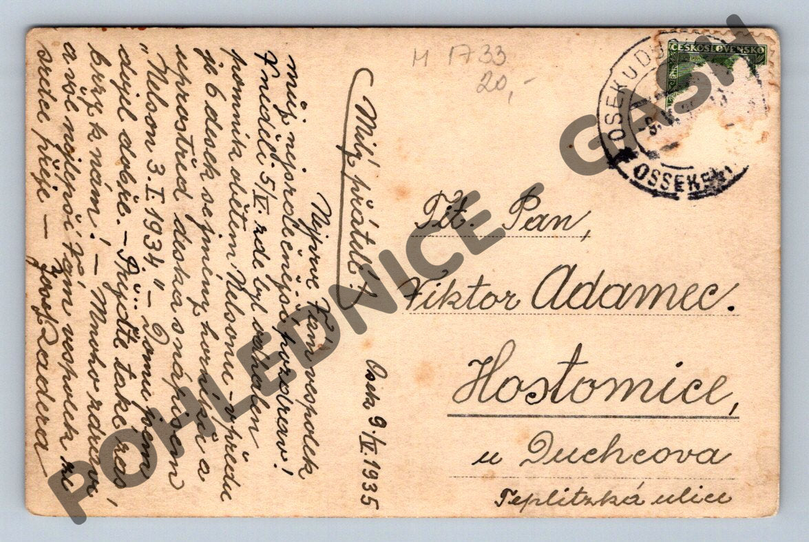 Pohlednice Osek Památník horníkům z Nelsonu III 1935 (M1733)