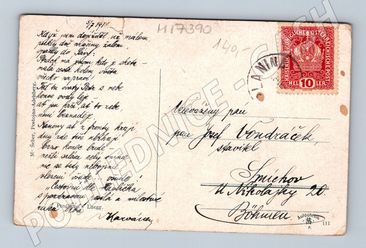 Pohlednice Predjama Luegg skalní hrad 1915 (M17390)