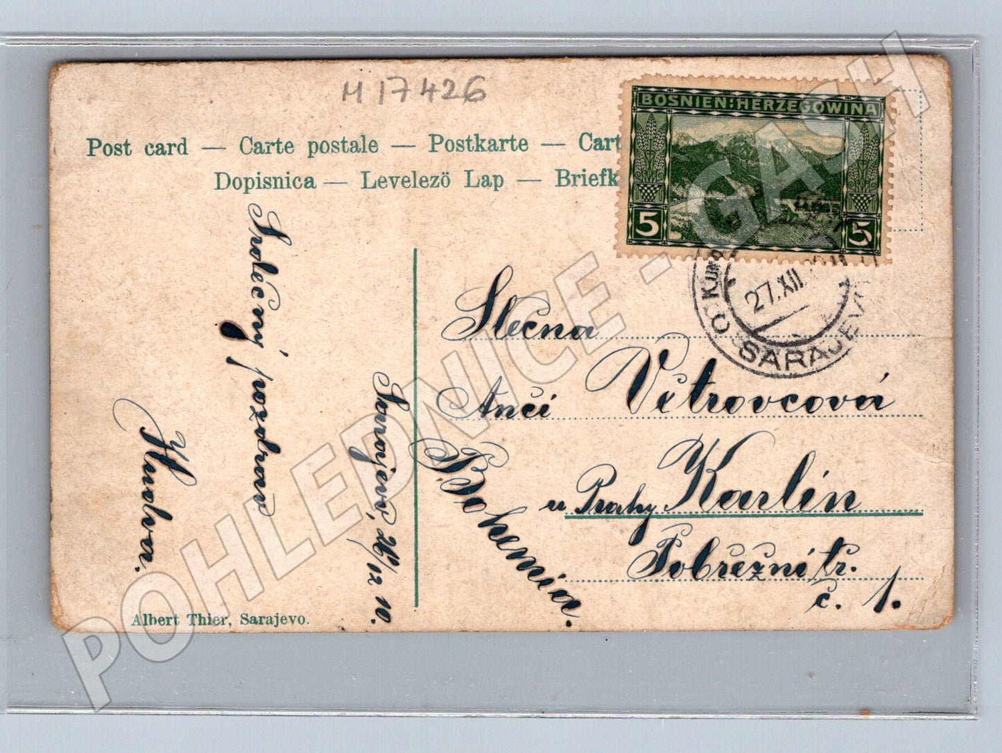 Pohlednice Sarajevo tržiště stará razítko (M17426)