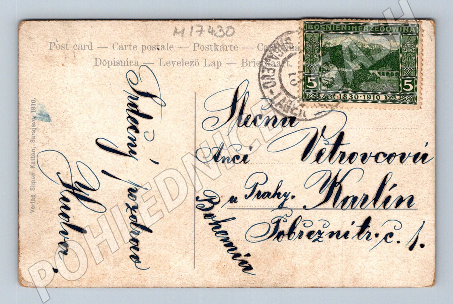 Pohlednice Sarajevo Kaisermoschee 1910 historická (M17430)