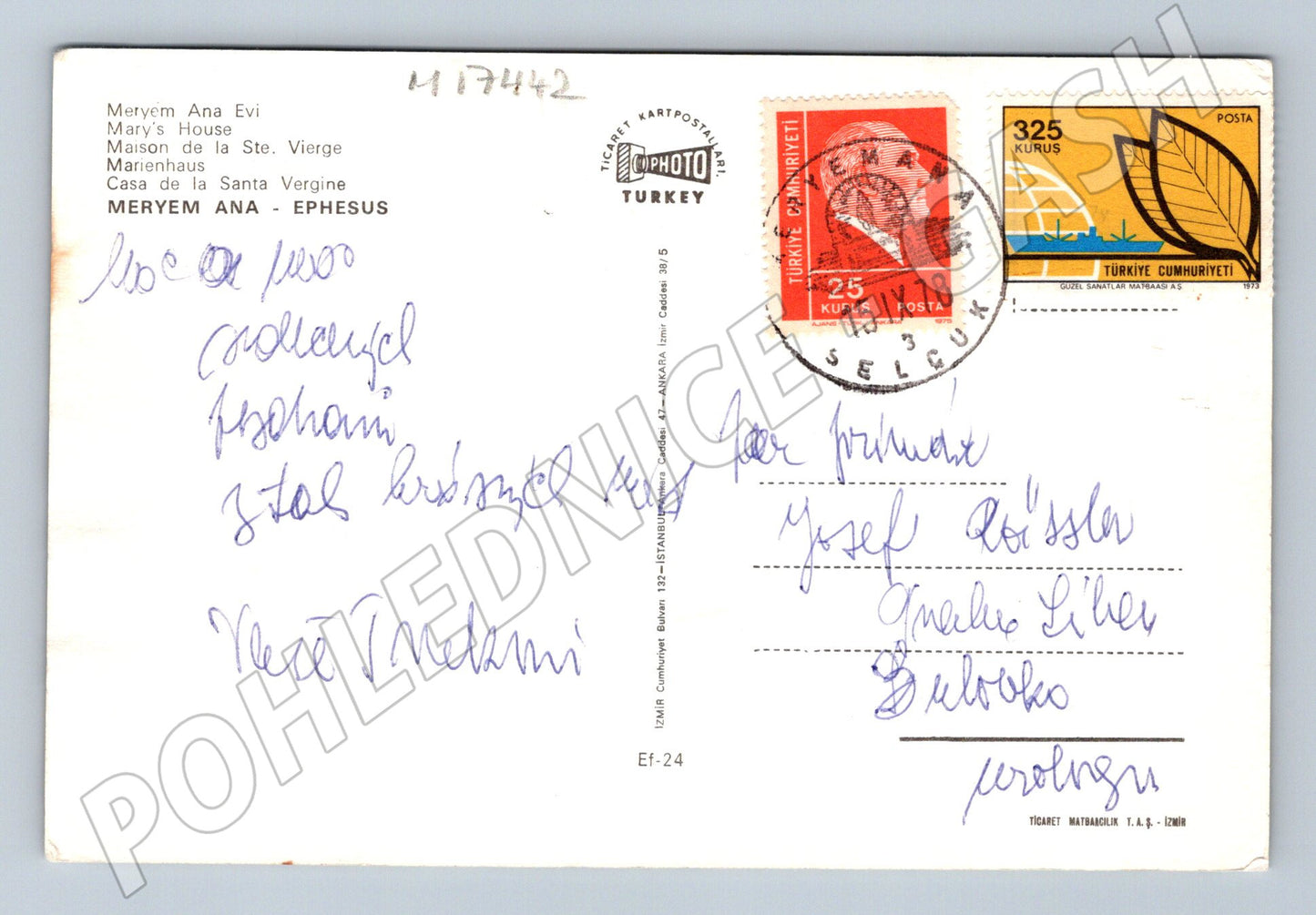 Pohlednice Efez dům Panny Marie 1978 Turecko (M17442)