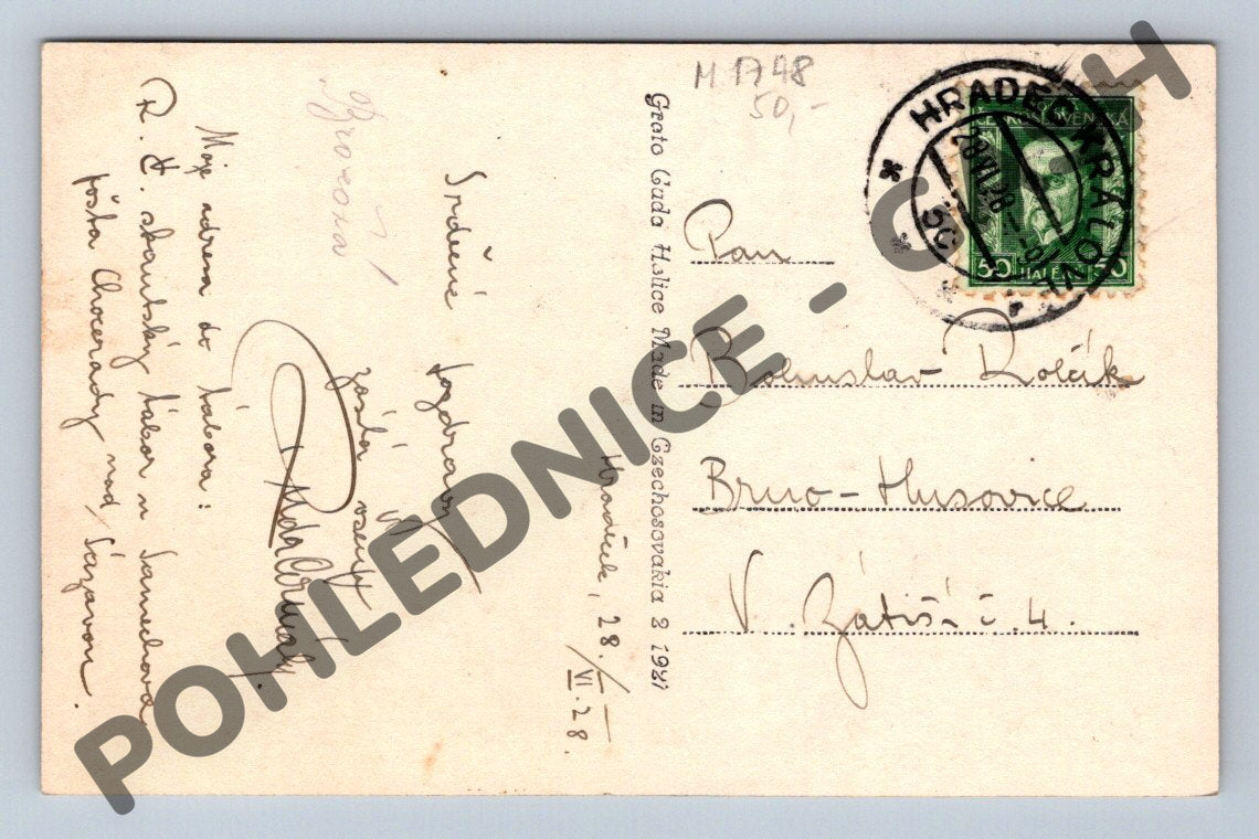 Pohlednice Hradec Králové nad západem 1928 PP (M1748)