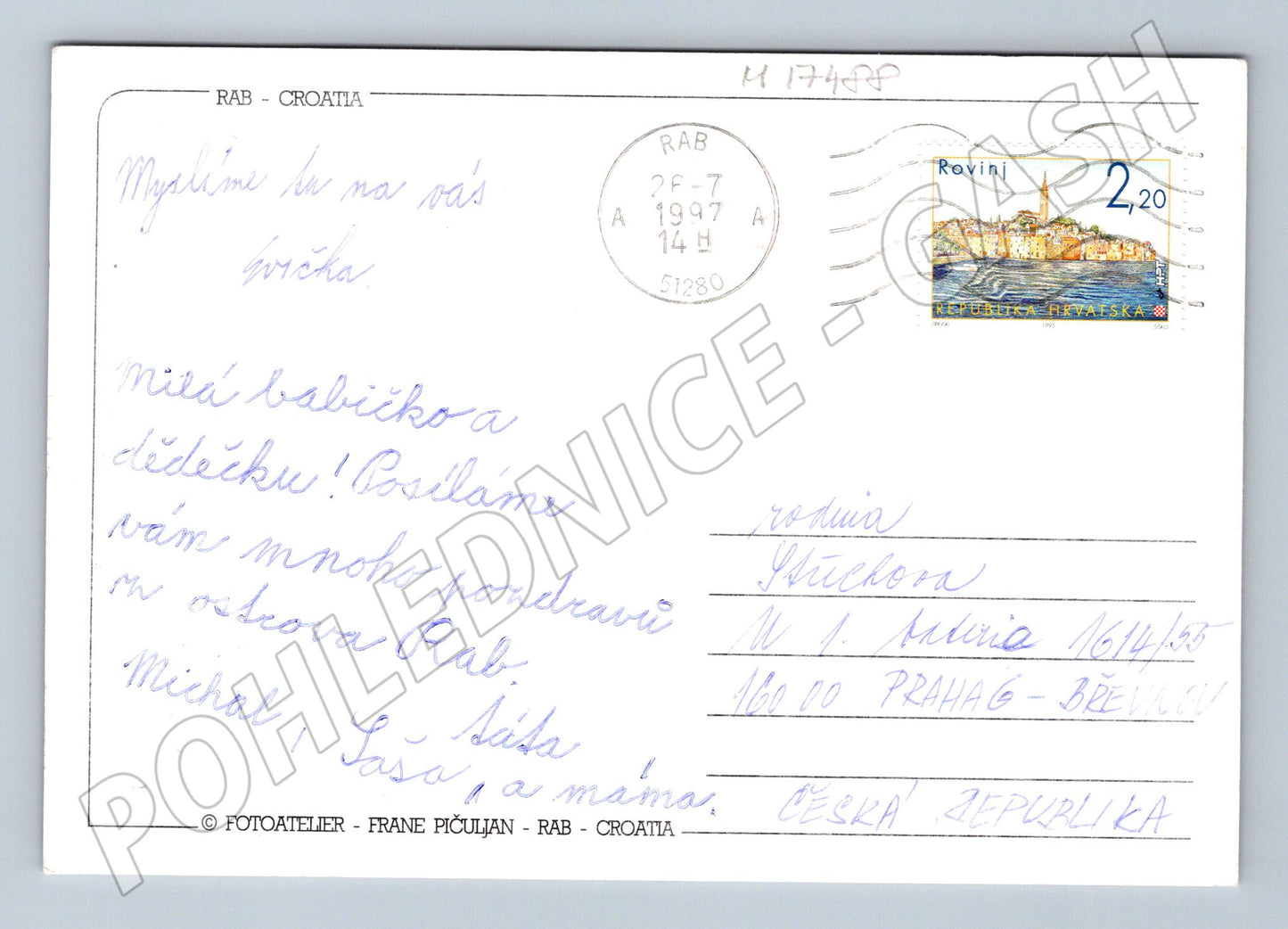 Pohlednice ostrov Rab Chorvatsko město 1997 (M17488)