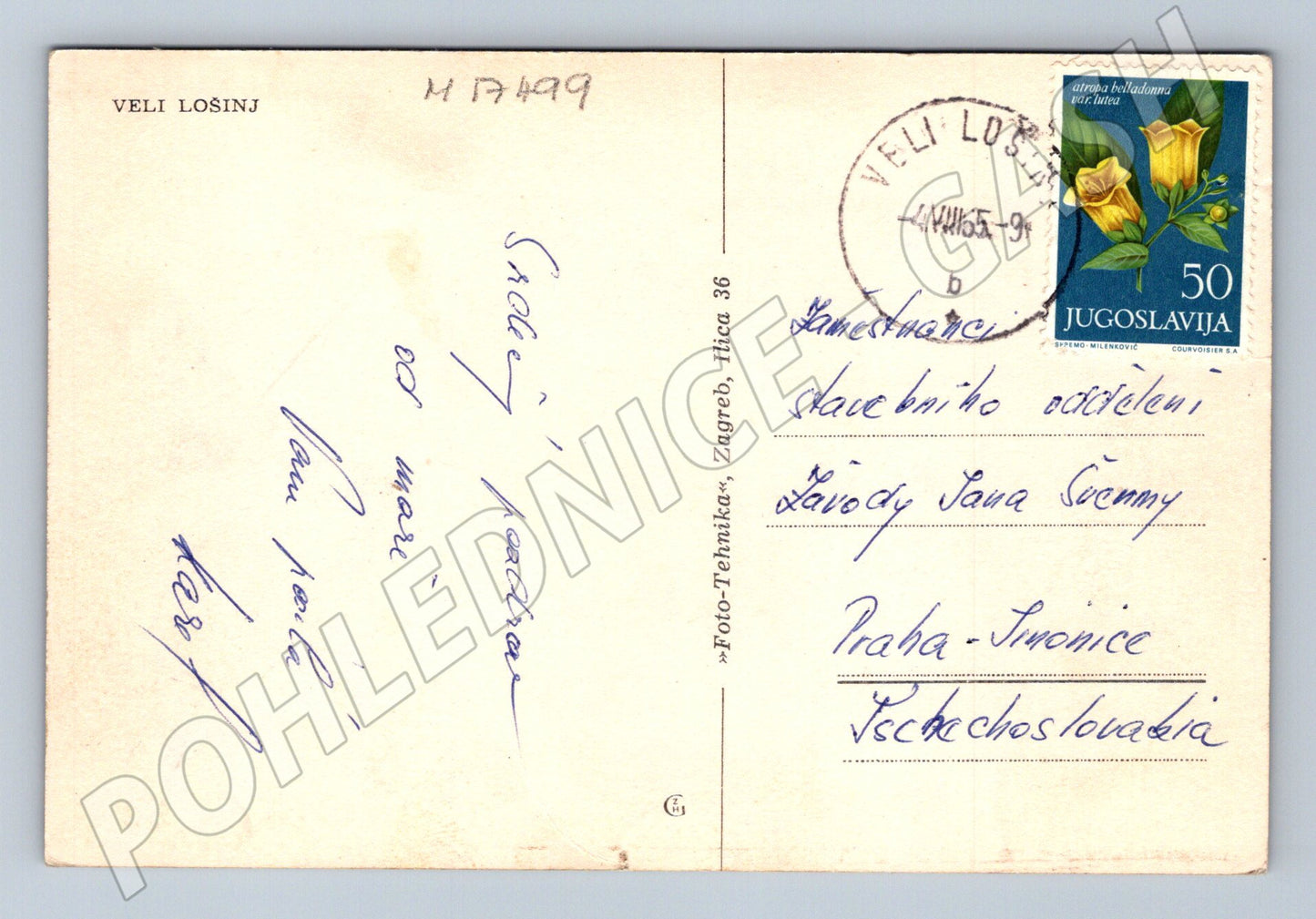 Pohlednice Veli Lošinj pláž do ČSSR Jugoslávie (M17499)