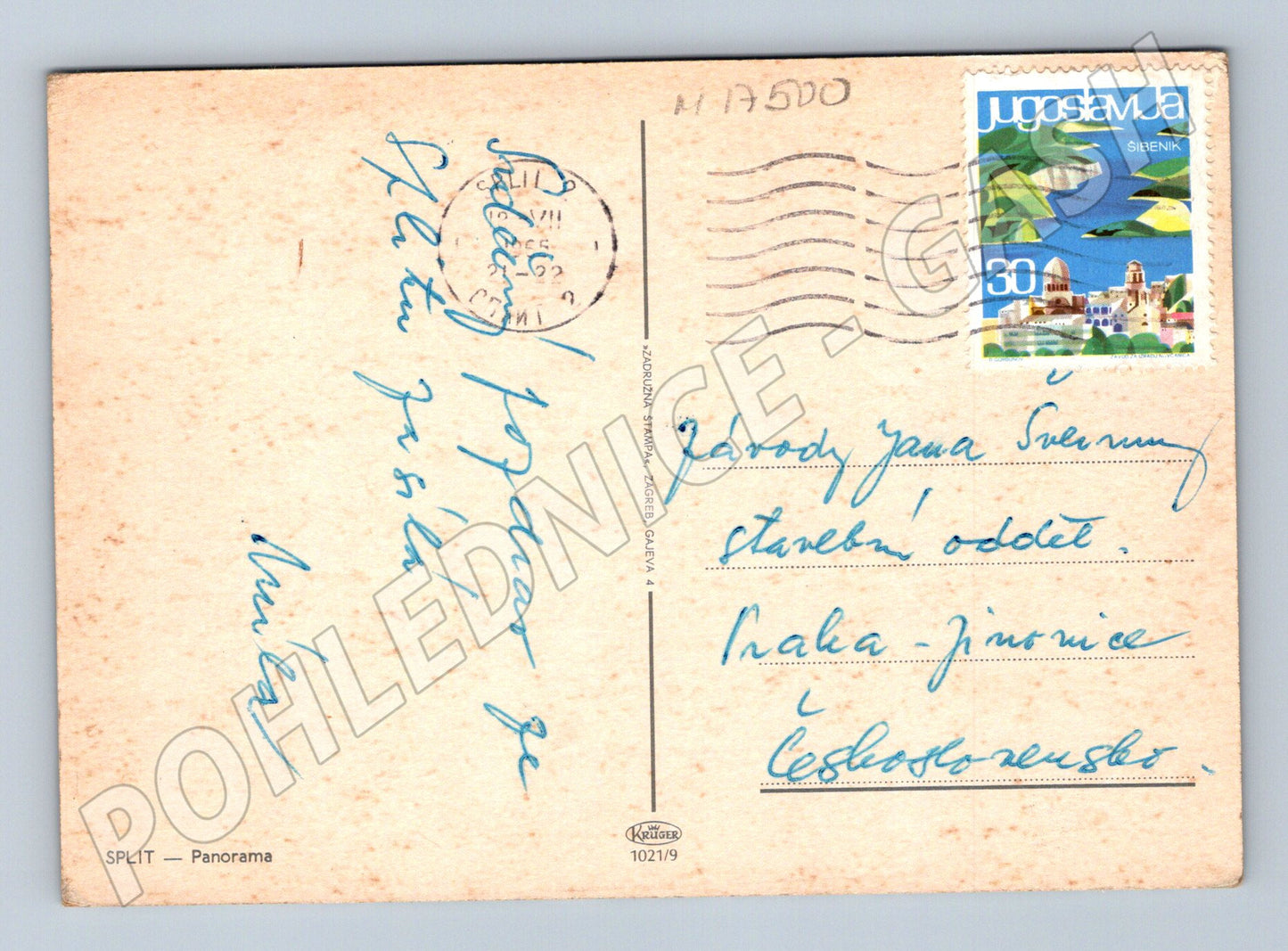 Pohlednice Split Jugoslávie panorama prošlá poštou (M17500)