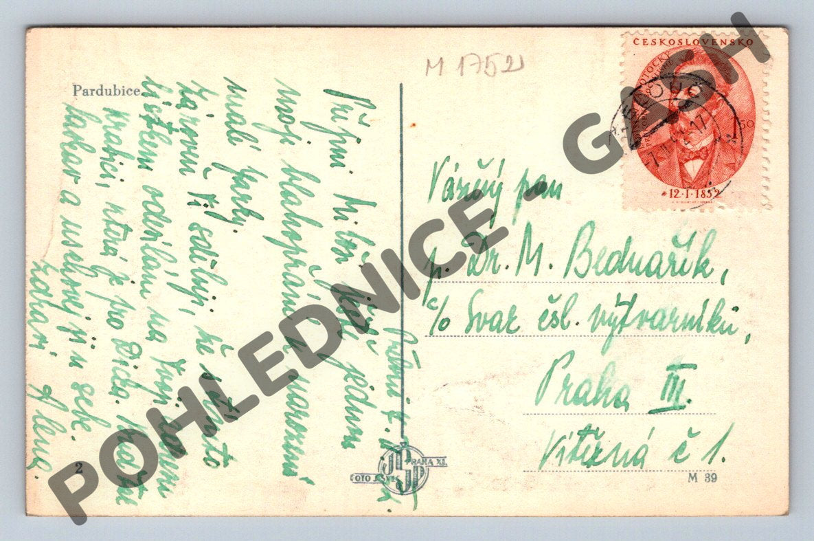Pohlednice Pardubice odeslaná (M1752)