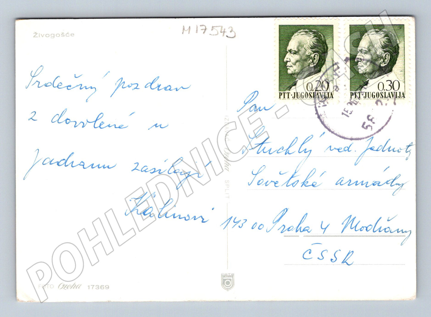 Pohlednice Živogošće Jadran Jugoslávie Tito známky (M17543)