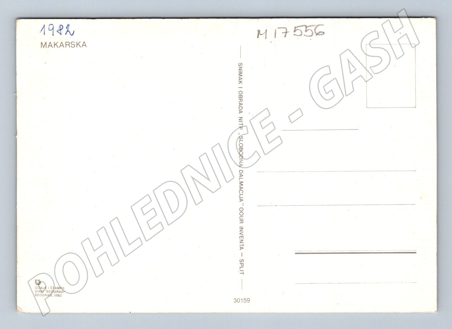 Pohlednice Makarska přístav lodě hory 1982 (M17556)