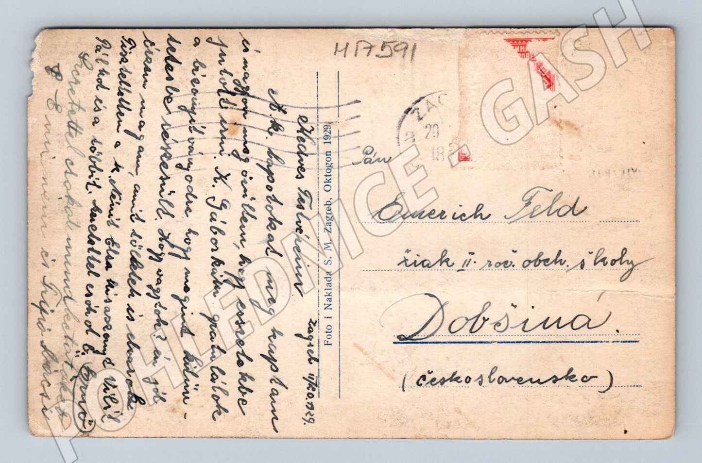 Pohlednice Záhřeb Mihanovićova ulice hotel Esplanade 1929 (M17591)