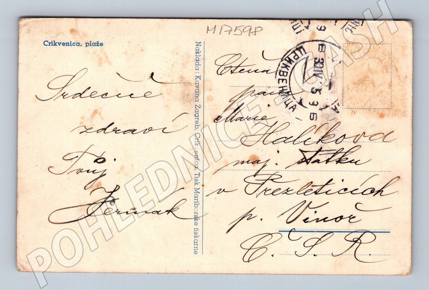 Pohlednice Crikvenica pláž 1936 Chorvatsko stará (M17598)