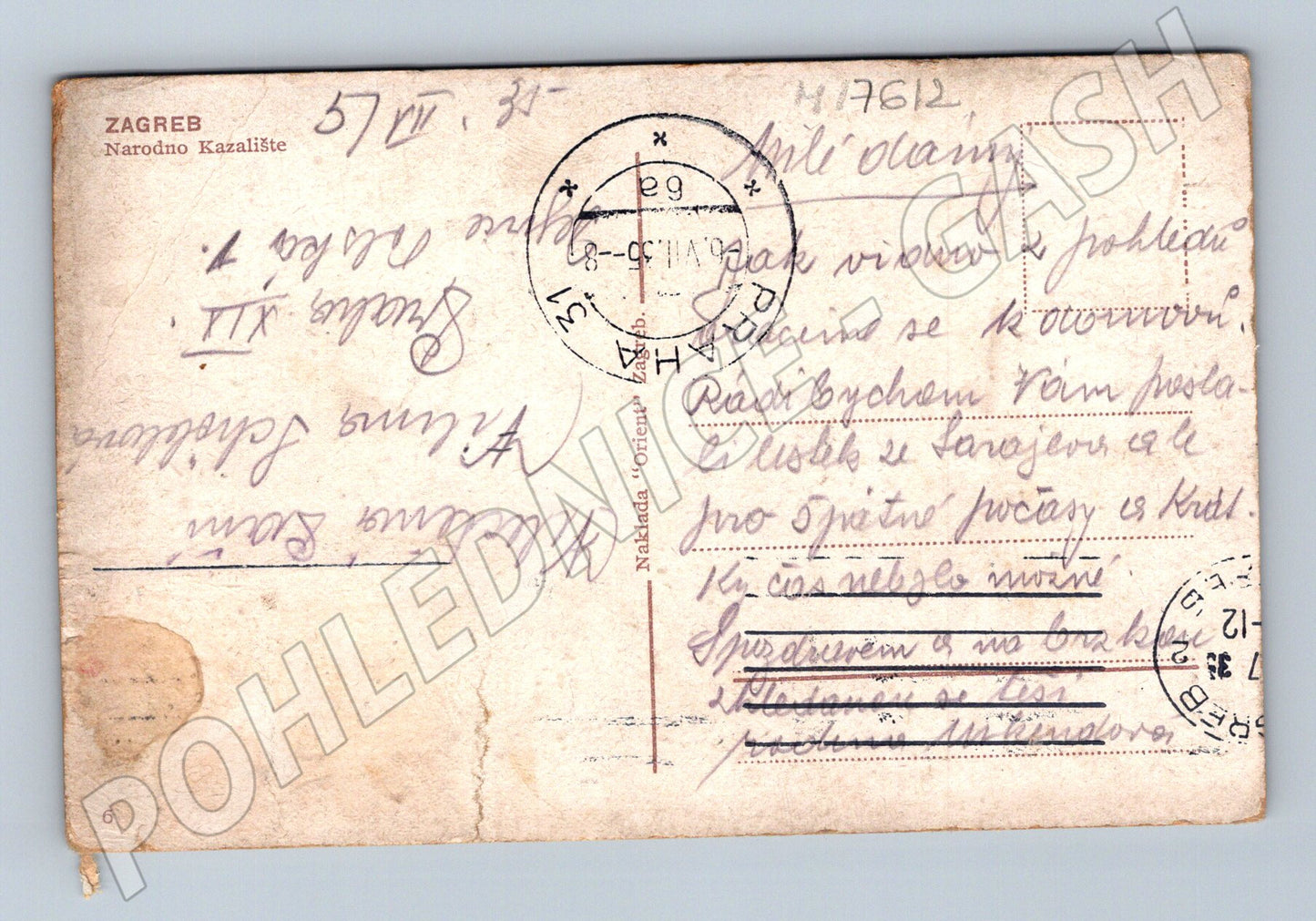 Pohlednice Záhřeb Národní divadlo historická 1912 (M17612)