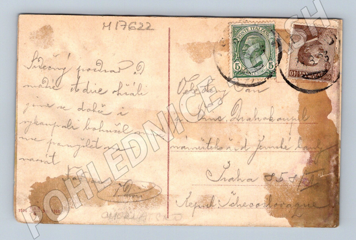 Pohlednice Rab Arbe 1914 kolorovaná použité známky (M17622)