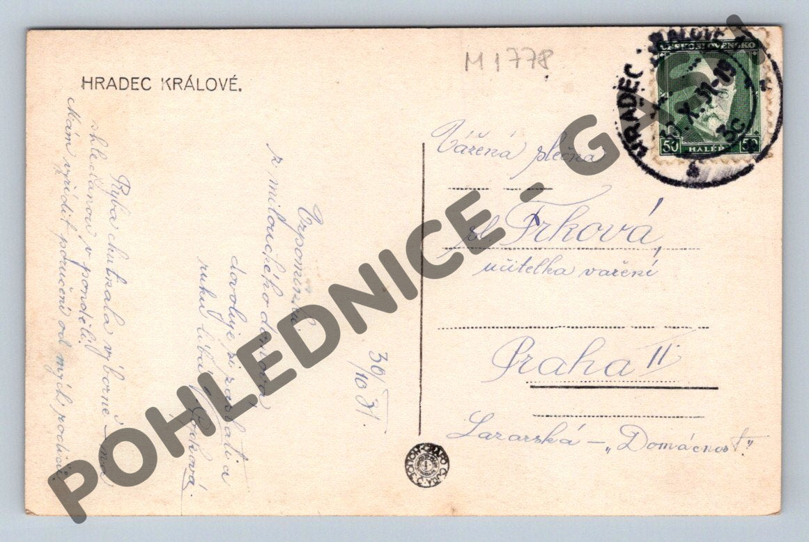 Pohlednice Hradec Králové raz 1937 (M1778)
