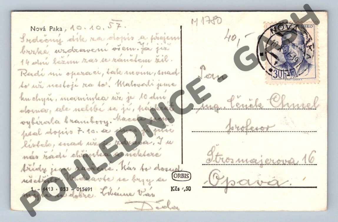 Pohlednice Nová Paka raz 1957 (M1780)